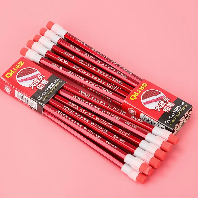 10st Red Tood Pencil With Eraser HB Standard Pencils Student som skriver Ritning Sketch Pencil Stationery School Office Supplies