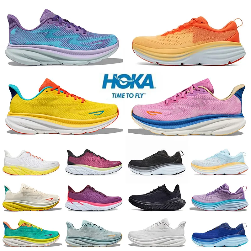 Scarpe hokka da donna da donna hoke bondi 8 clifton 9 hok da corsa hok triplo bianco rame di rame oggnog rosa foschia foschia hokah uomini allenatori da donna da donna da donna