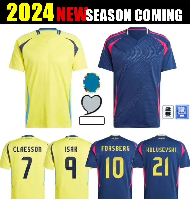 2024 Suecia Jerseys de fútbol Ibrahimovic National 24 25 ISAK Nanasi Forsberg Larsson Milosevic Bergvall Jansson Berg Ekdal Lindelof Kulusevski Camas de fútbol Men Men Men