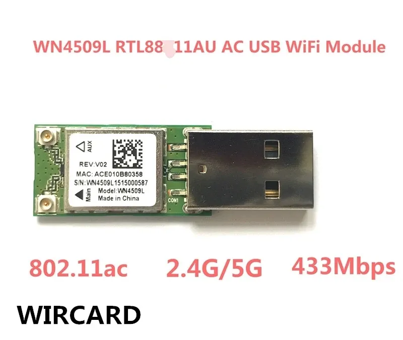 Cards WIRCARD WN4509L Mini 5Ghz 2.4Ghz 433Mbps Wireless Dual Band 802.11ac USB WiFi Adapter RTL8811AU for Desktop/Laptop/PC