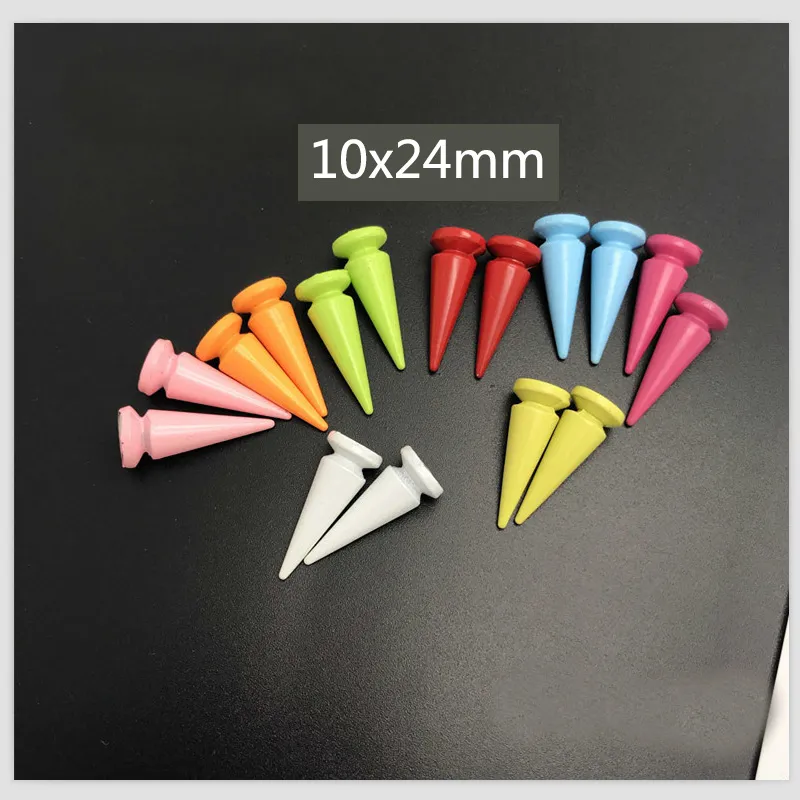 10 Sets 10*24 mm Kegel Bunte Spikes und Stollen für Kleidung DIY Handgefertigte kühle Punk -Kleidungsstück