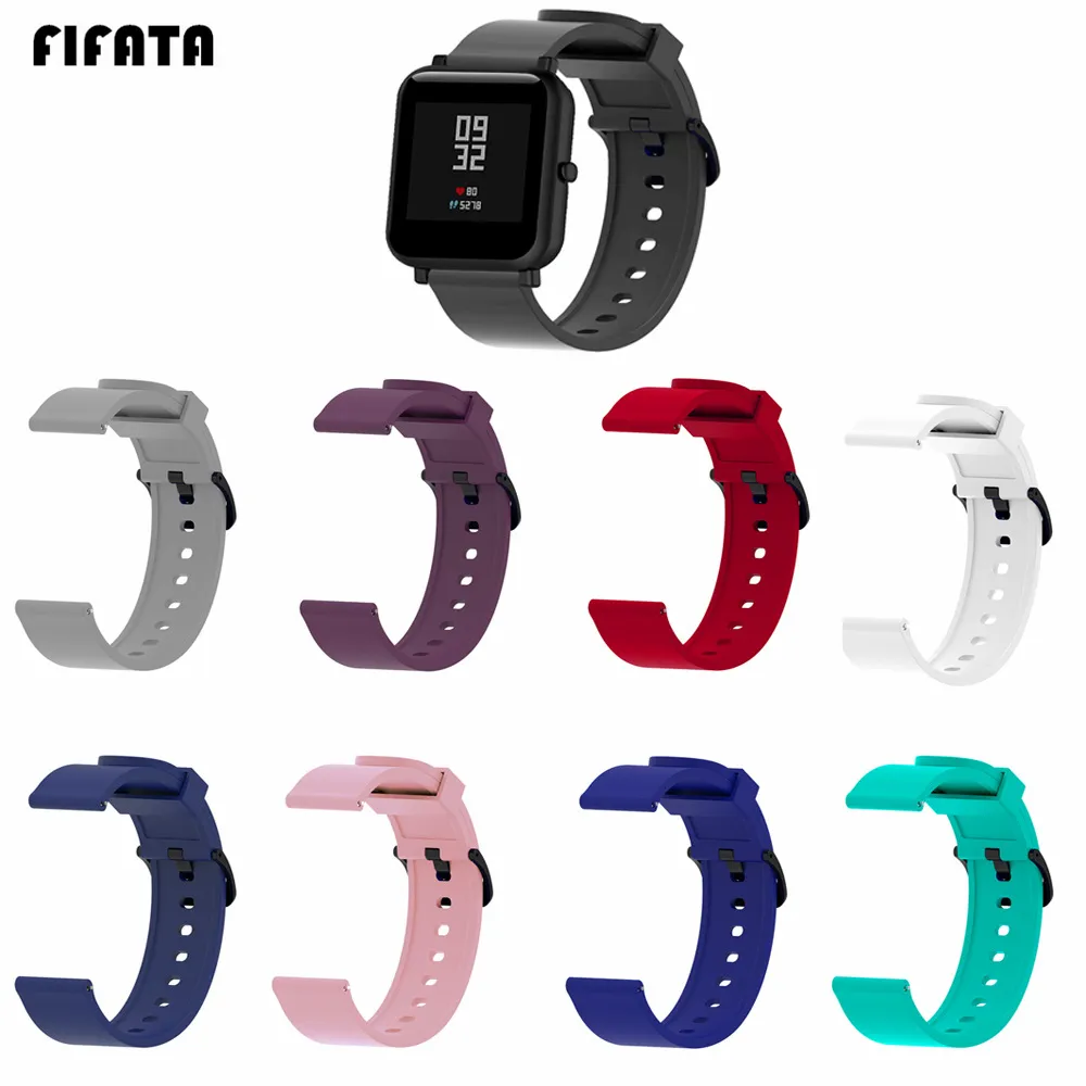 Fifata 20mm Silicone Watch -riem voor Garmin VivoActive3 vervangende armbandband voor Xiaomi Huami Amazit Bip Jeugd Smartwatch