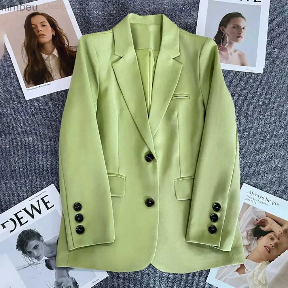 Women's Suits Blazers Elegant Office Lady Blazer Woman 2023 Fashion Long Sleeve Single Button Blazers New In Coats And Jackets Clothing Outerwears C240410