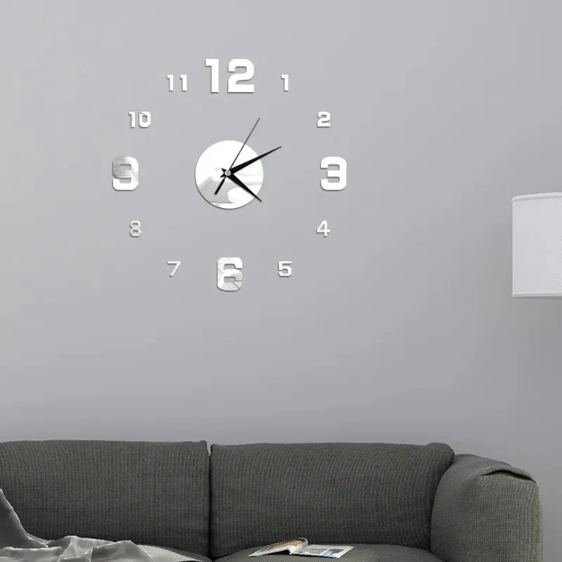 3D Wall Clock DIY Mirror Wall Stickers Home Decor Quartz Needle Watch Living Room Removable Art Decal Stickerfor living room clock