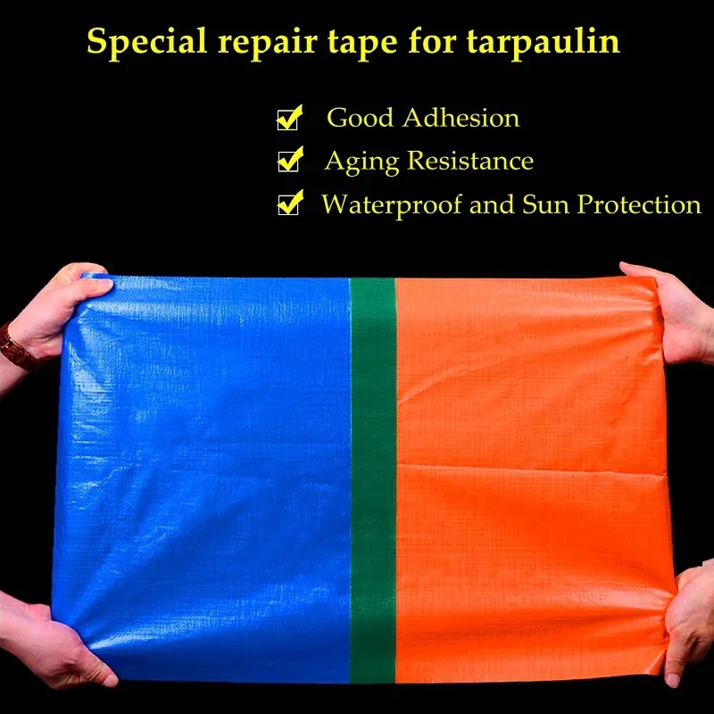 Lang 5 ~ 8m/Roll PE/PVC Tarpaulin Reparatie Tape Regendichte Doeklijsten Tape Outdoor Buiten Luifel Heerichte tape Gom -tape film Onderdelen