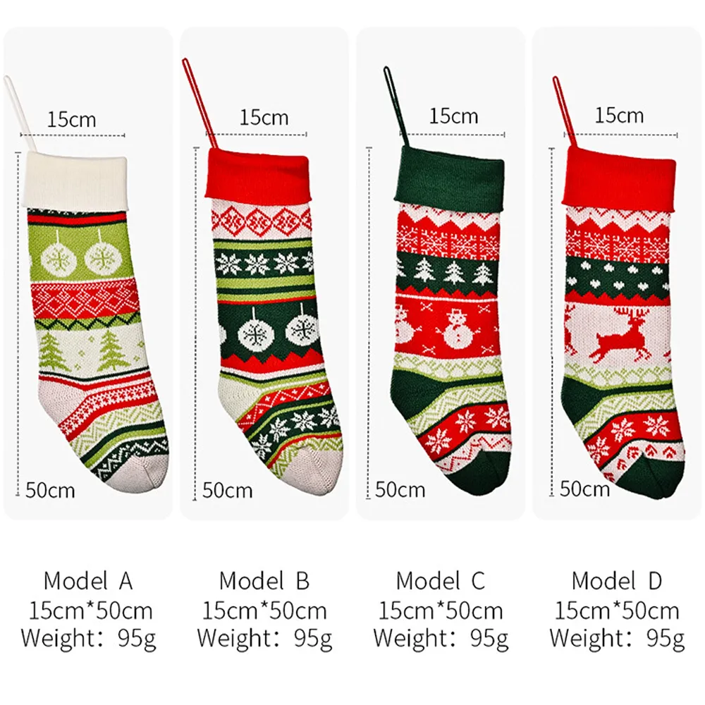 Christmas Stockings 50cm Large Snowman Reindeer Christmas Tree Snowflake Family Hanging Socks for Xmas Gift Party Decor