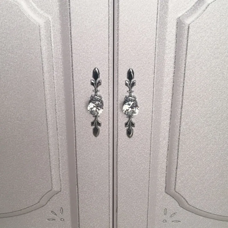 KK&FENG 1PC European Crystal Handles Kitchen Cabinets Door Pulls Jewelry Armoire Bedroom Dresser Decor Crystal Cabinet Knobs