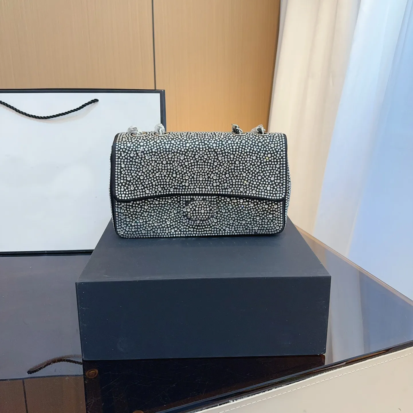24p роскошная бриллиантовая сумка CF Сумка для вечерних сумок дизайнерская женская высококачественная кожаная сумка на плеча