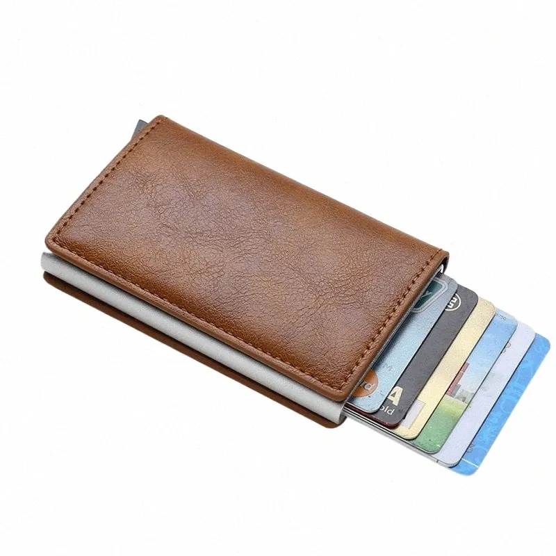 Dienqi RFID Card Holder Portfels Męskie Portfel Slim Mały Portfel ze skóry męskiej Mini Pocket Mey Bag Walet Valet Carteira Masculina V6v3#