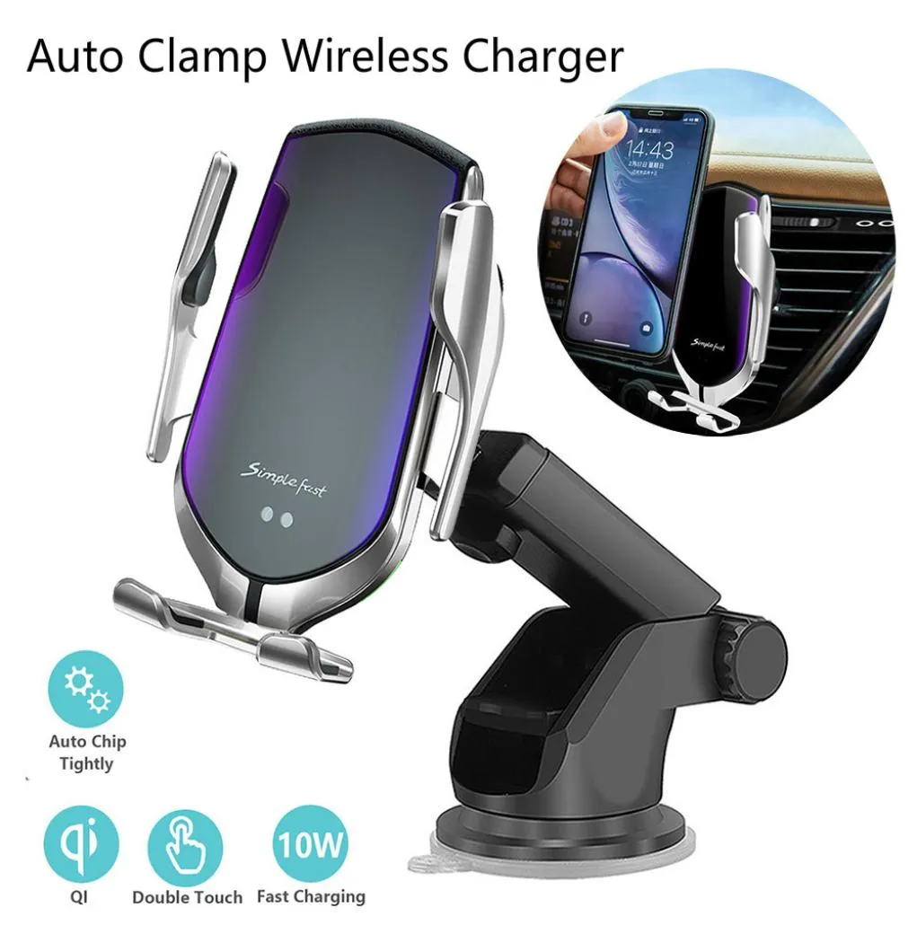 Chargeur sans fil de voiture de serrage automatique 10W Qi pour iPhone 11 Pro xs Max Induction infrarouge Chargeur rapide Stand Carphone Téléphone 3902405
