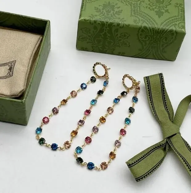 Luxe oorbellen Designer oorbellen kleurrijke diamant hanger oorbellen g sieraden verloving cadeau