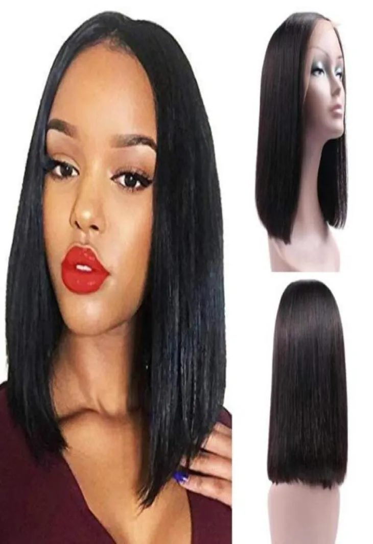 Capelli umani brasiliani pizzo bob parrucca dritta parte media piena remy 10 12 14 donne beauhair wigs74191094804168