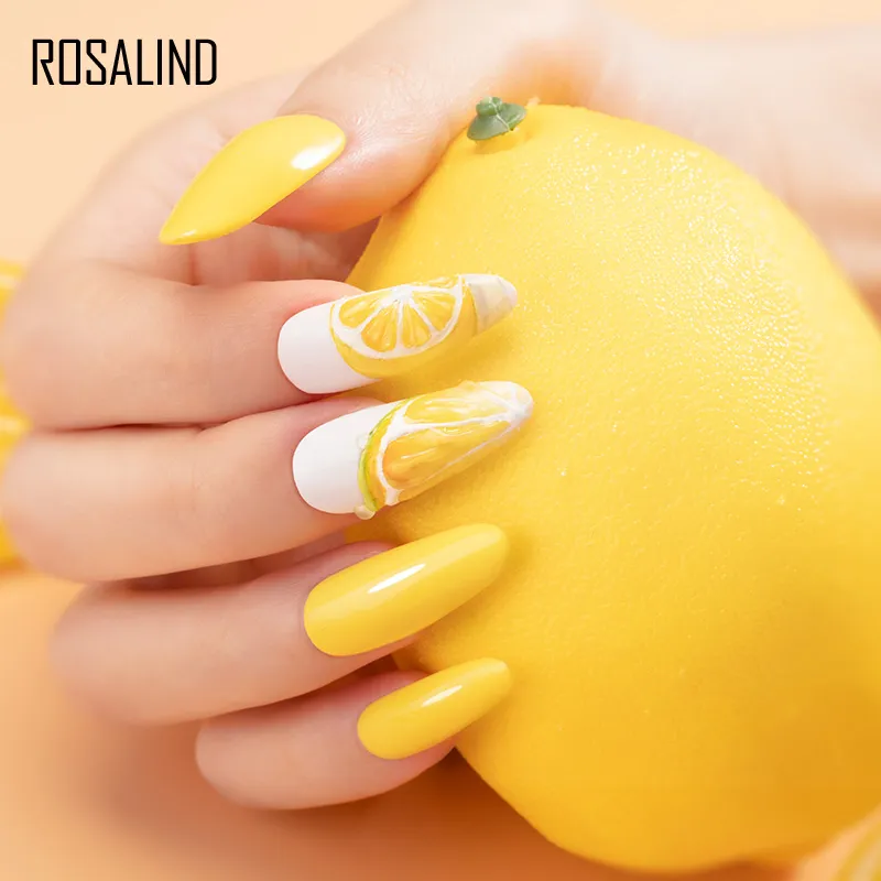 Rosalind UV Nail Gel 2st Set Pure Color Semi Permanent Hybrid Lack Manicure Nail Art Base Top Coat Nagel Gel Polish Kit Ny