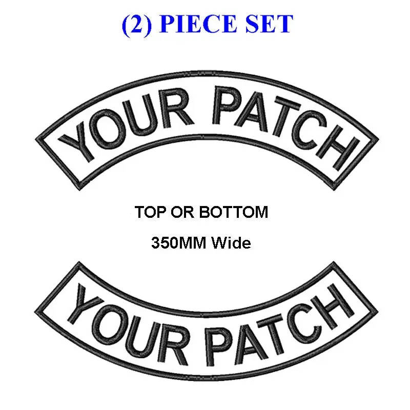 Customize embroidery mc rocker patch 350mm wide top and bottom motorcycle biker patches for vest cut and clothing