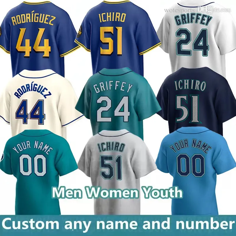 2024 Ken Griffey Jr. Baseball Jerseys 44 Julio Rodriguez 51 Suzuki Ichiro Ty France Cal Raleigh