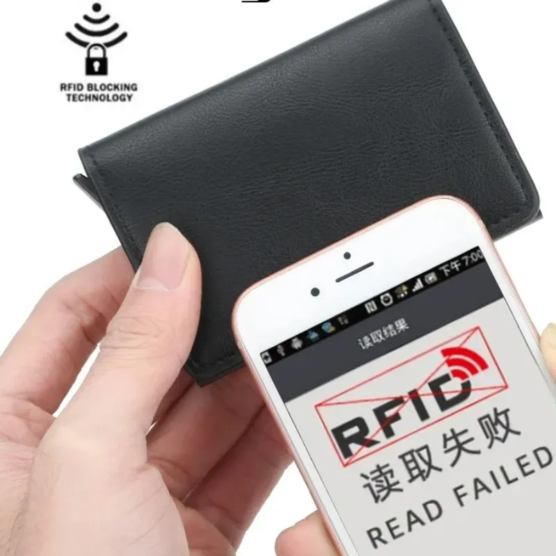 2021 حامل بطاقة الائتمان محفظة الرجال نساء RFID الألومنيوم بنك البطاقة المصرفي محفظة خمر الجلود مع مقاطع المال