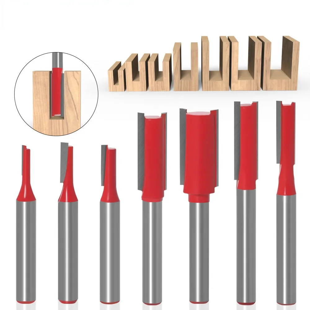 1/4 "6 mm bits de bits droits Tungsten Carbure Single Double Flute Router Bit Wood Moignant Cutter Forage Forage Forage