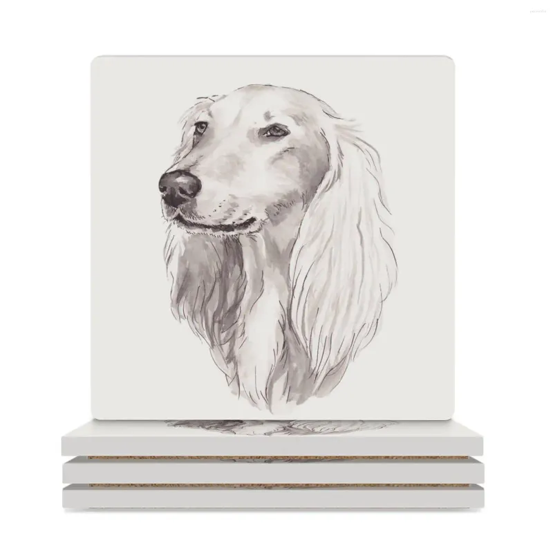 Tapetes de mesa saluki cão de desenho de tinta de arte de cachorro