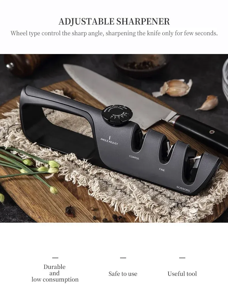 4 étapes Angle Autonier réglable Ajusteur professionnel de la cuisine de la cuisine Ciseaux de cuisine ciseaux Affûtage ou outil de tailleur de couteaux de pierre d'assistance