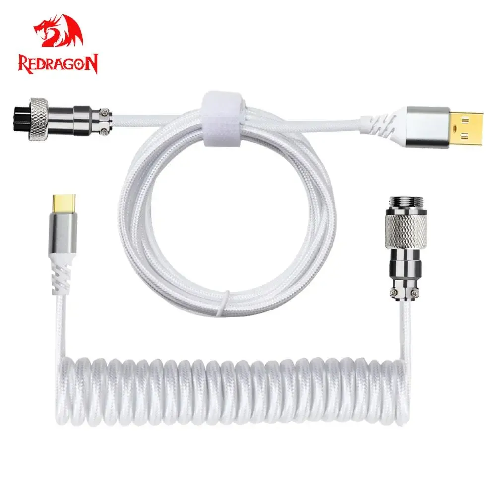 Tillbehör REDRAGON A115 Typ C USB COLED WIRE Spring Cabel Aviator Desktop Computer PC Aviation Connector för mekanisk tangentbord bärbar dator