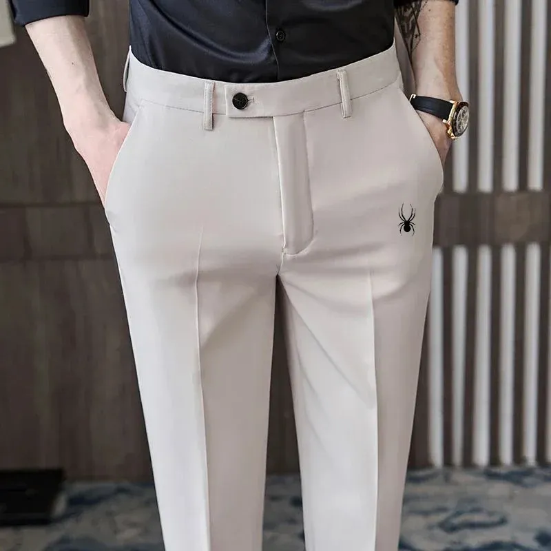 Golfbyxor män slimfit drapera avslappnad kostym koreansk version elastisk mager sport nionde byxa 240403