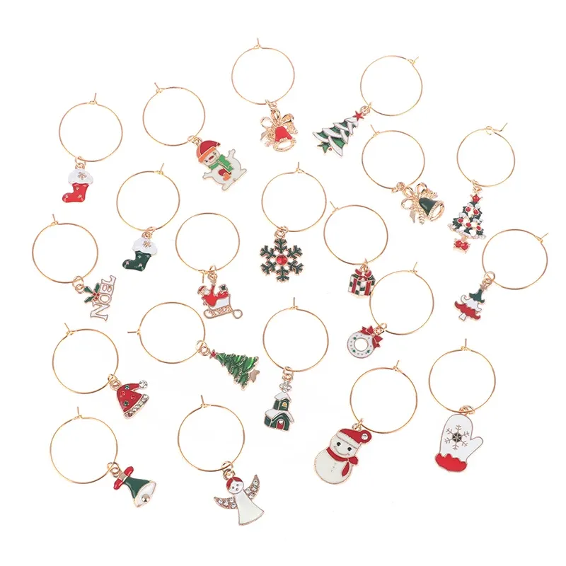 15/20pcs Christmas Wine Glass Charms Delicate Useful Durable Wine Cup Tags Wine Cup Decorations Wine Cup Markers For House Party