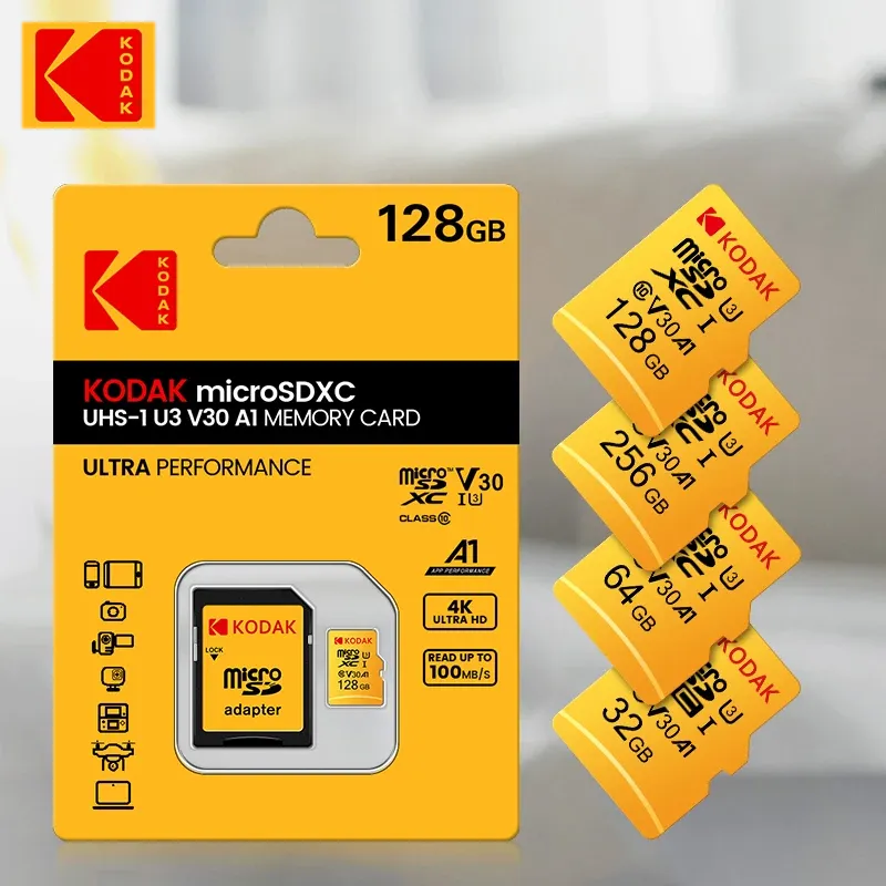 Chargers Kodak 100% Original Micro SD Card 128GB 256GB memory Card Class 10 With SD Adapter for phone Tablet Camera gopro