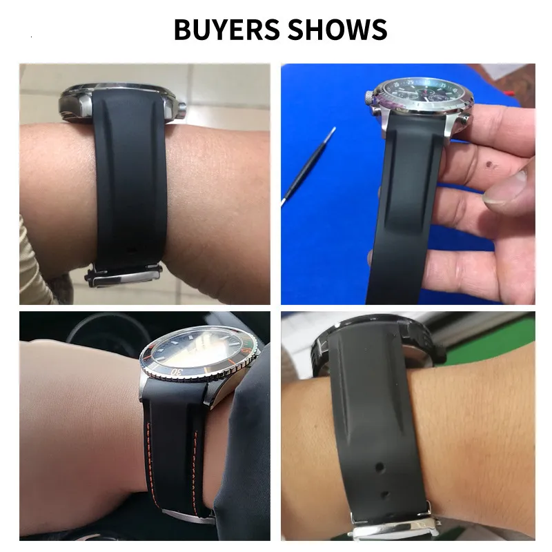 Bands de montre 18 mm 19 mm 20 mm 21 mm 22 mm Bands de montre en silicone en caoutchouc pour Omega 300 STRAP Brand Watchband Blue Black Orange 230828
