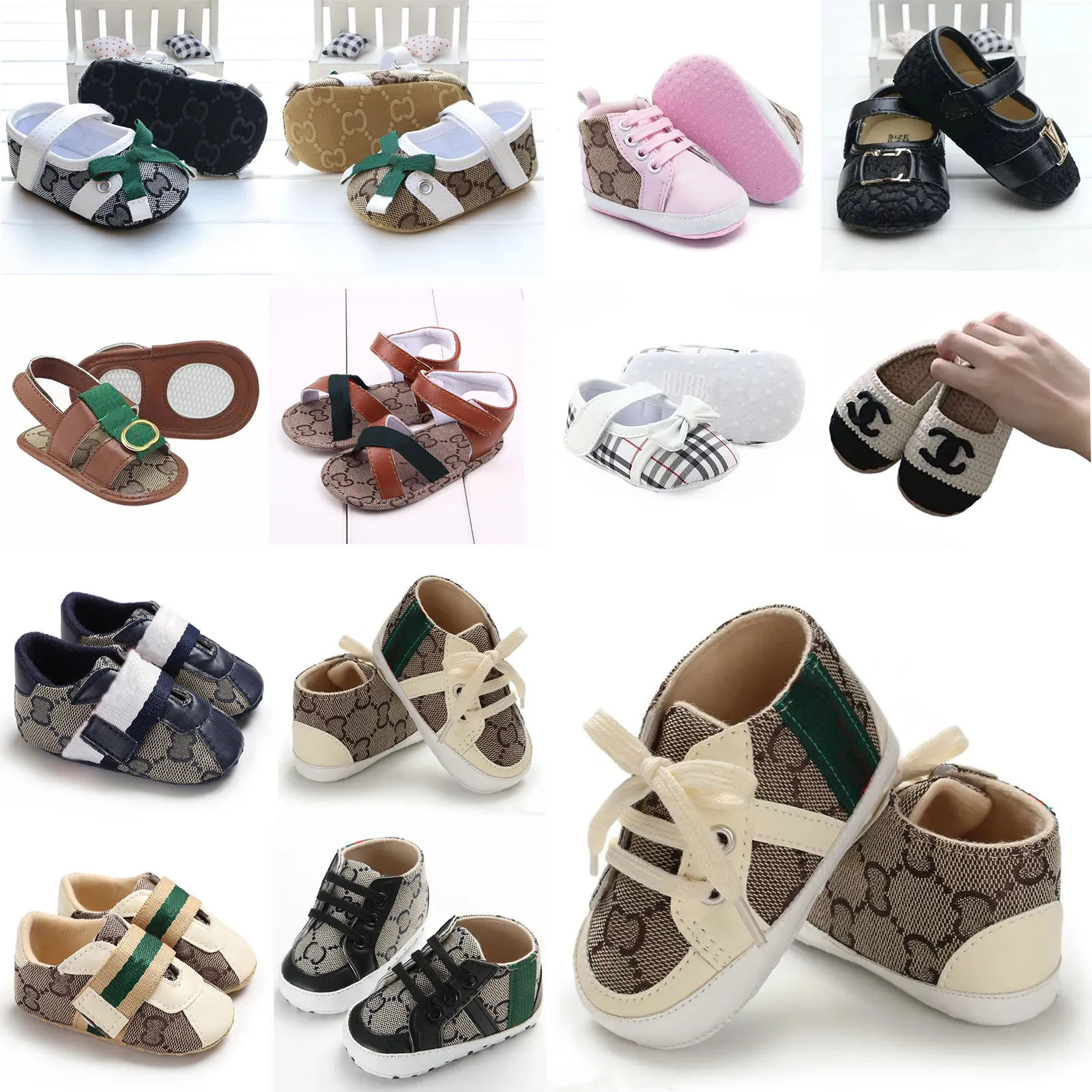 Baby First Walkers Sneakers 0-18m Peuter schoenen Jongens Girls Sneakers Kids Anti Drop Gekleurde zachte zool sportschoenen met anti slip wandelschoenen