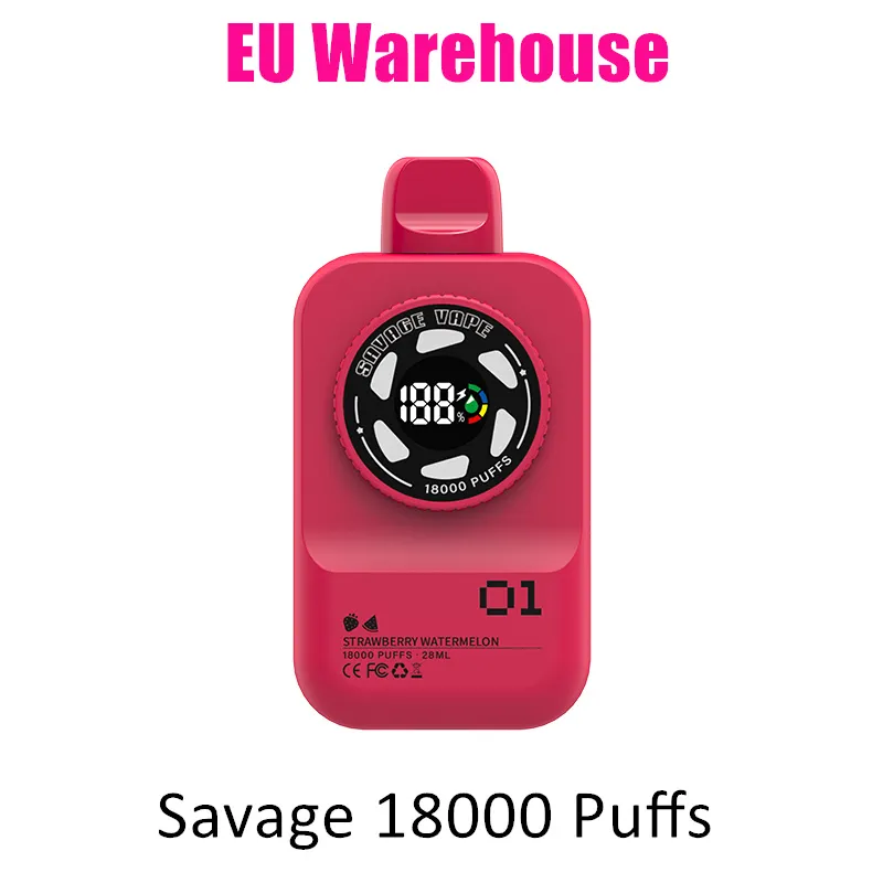 Savage Vapes Vapes Puff 18000 18k 28ml Cigarro eletrônico descartável 10 sabores incríveis nic 2% 3% 5% 1,1Ω Mesh bobina Big Vapor 650mAh Fumot de barra de sopro recarregável