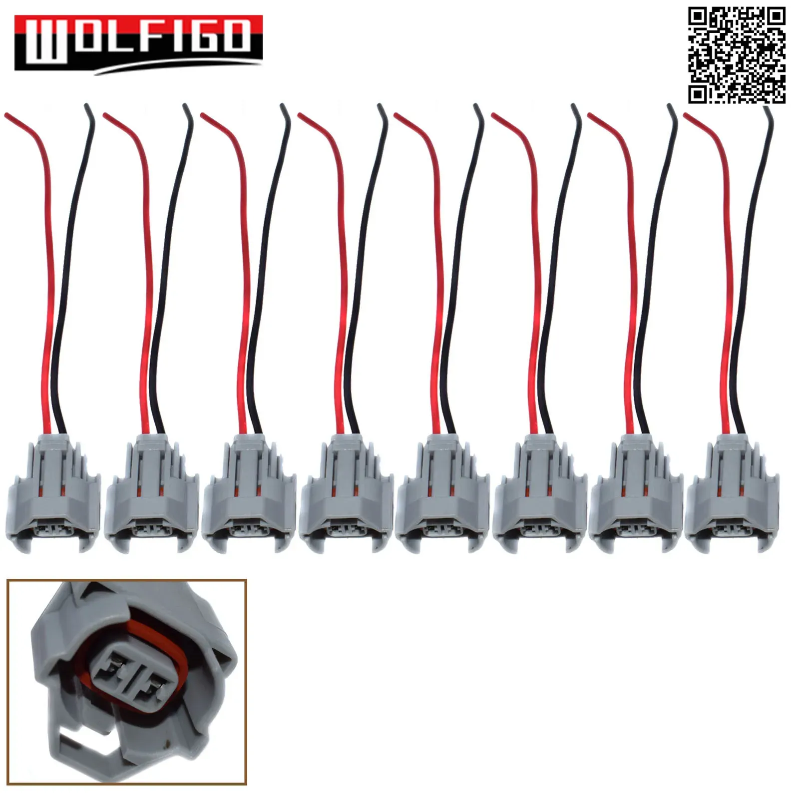 6-Pack Denso High Impedance Female Fuel Injector Connector Plugs - Pigtail Harness