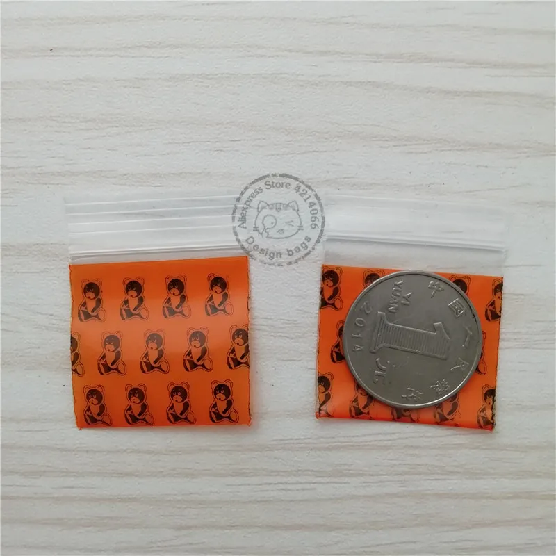 Tasarım Mini Zip Kilidi Poli Torbalar 100 PCS Plastik Torba Depolama (4 Desen 6-15 Boyutlar Seçim) #H44