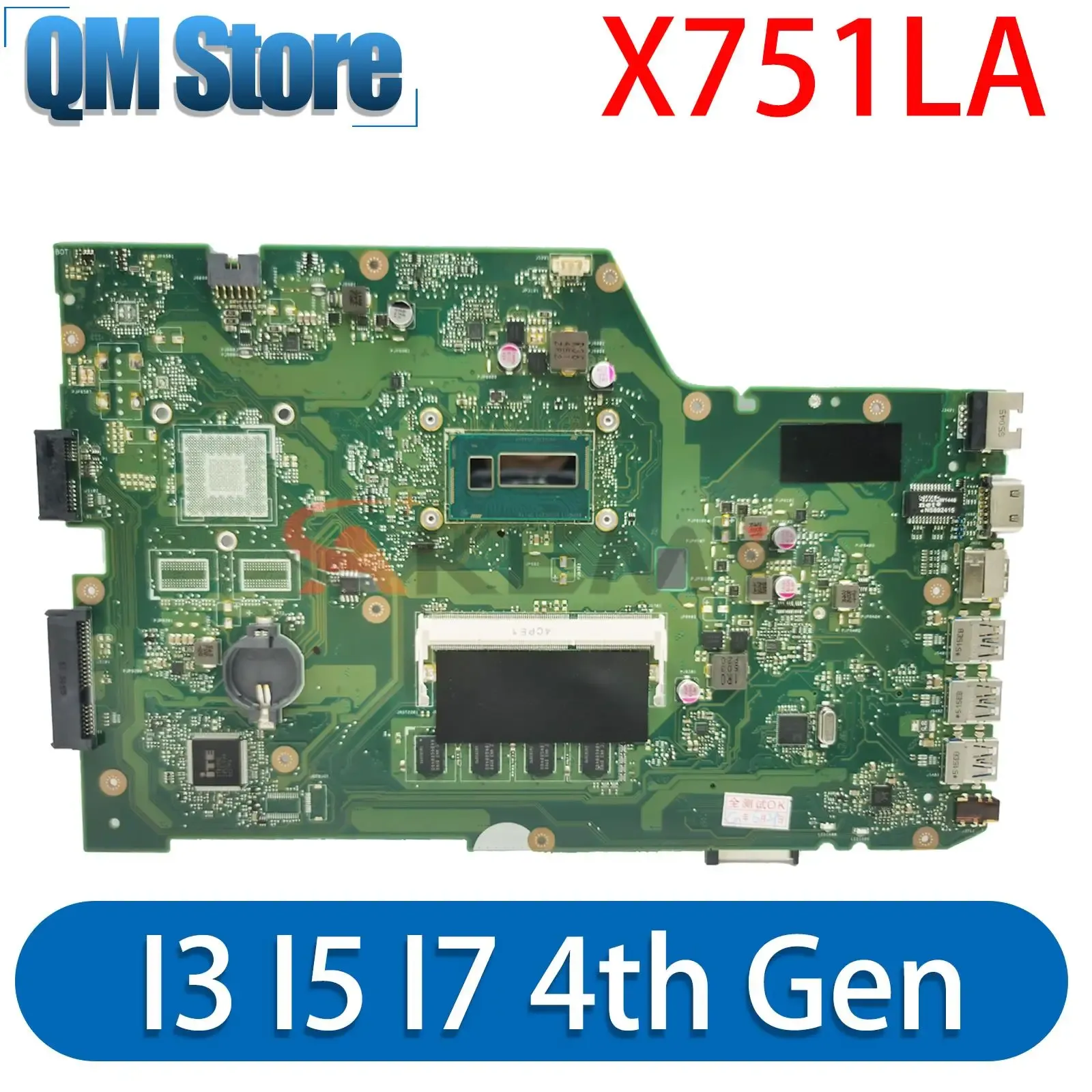 Motherboard X751LD Mainboard For ASUS X751LA K751LD F751LDV X751LDV X751LJ X751LB X751LN Laptop Motherboard I3 I5 I7 4th Gen UMA/PM 4GB