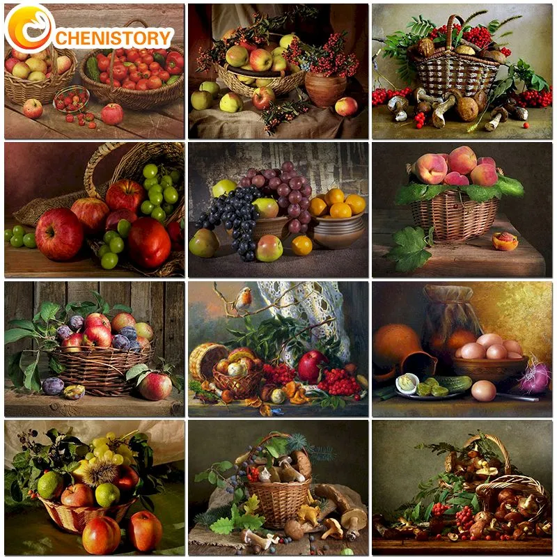 Chenistory Lack nach Nummer Obst Zeichnung auf Leinwand handbemalte Still Lifes Malen Geschenk DIY Bilder nach Nummer Kits Home Decor