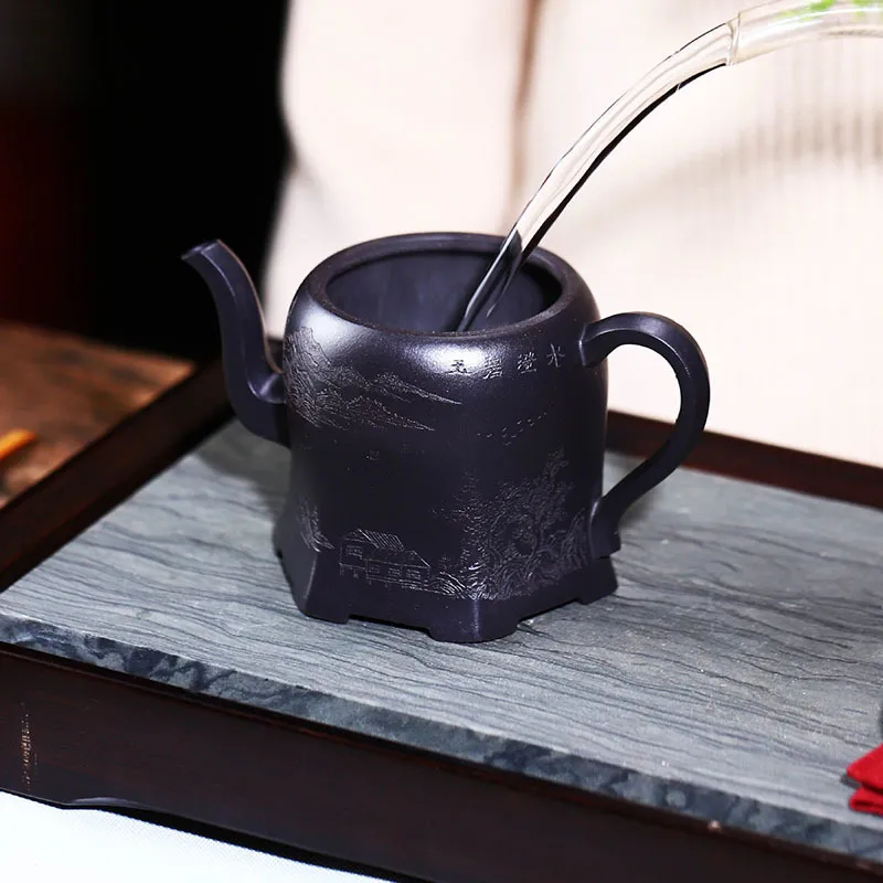 290 ml yixing di minerale crudo pietra gialla fango viola argilla teiera fatte a mano kung fu set tè tea cerimonia accessori per bevande