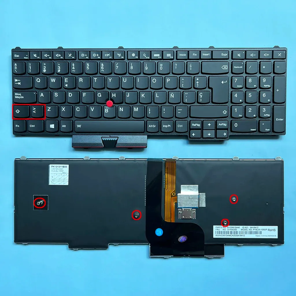 Claviers P50 Clavier espagnol pour Lenovo Thinkpad P50 P51 P70 P71 avec rétro-éclairé SN20M15446 9A16412 01HW200 PYBLW105SP