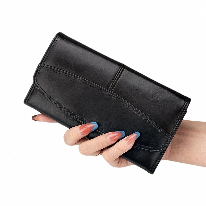 Kavis Nuovo Fi Women Wallets Brand Leather Lg Handy Wallet Borse RFID Guida Porta della carta frizione femmina Carteras M4QK#