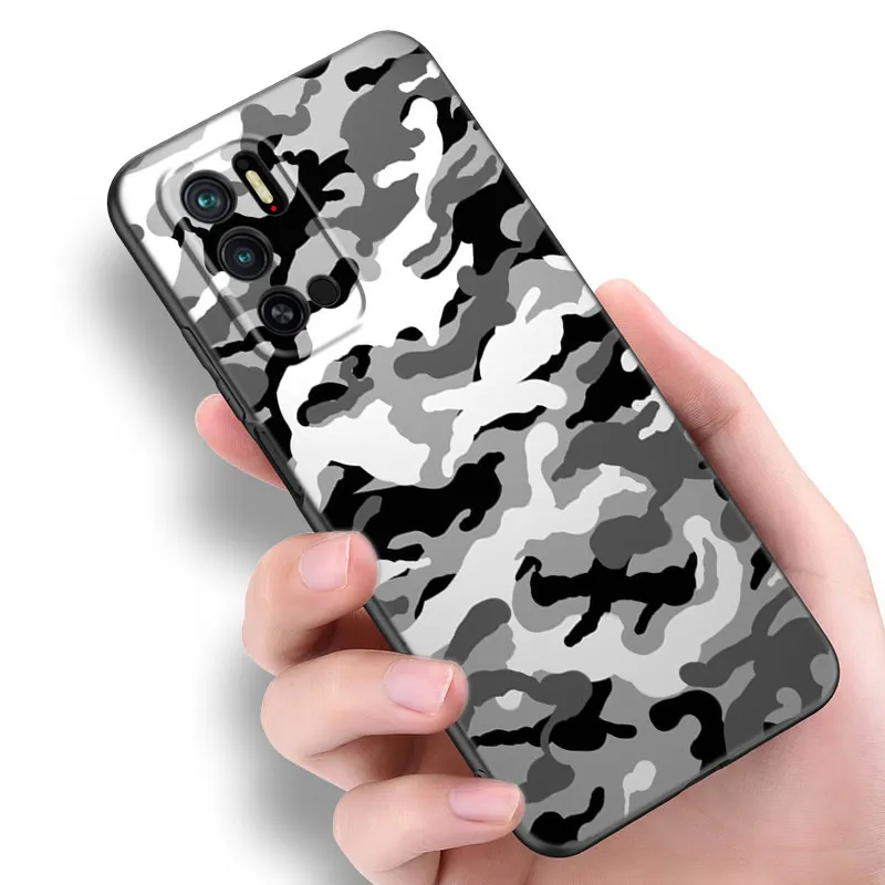 Camouflage Wojskowy Camo Telefon dla Xiaomi Redmi Note 7 8 8t 9 9s 10 10s 10t 11 11s 4G 11e 11t Pro 5G Soft TPU Black Cover