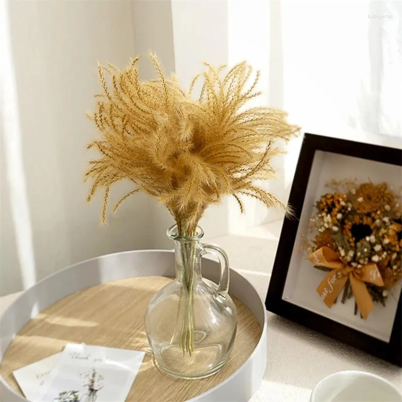 Fleurs décoratives 30pcs Pampas séchés Grass Bonaquet Natural Gold Boho Home Decor Bouquet pour les arrangements de fleurs de mariage salle de bain murale