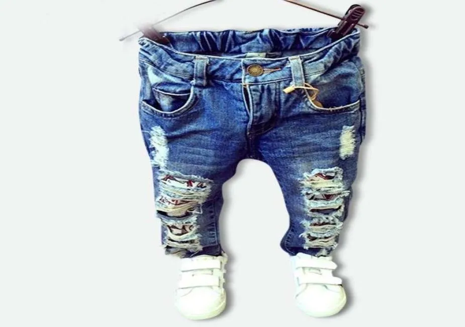 Dzieci Broken Hole Pants 2019 Baby Boys Girls Dżinsy marka Moda jesień 27y dzieci spodnie Ubrania 7474605