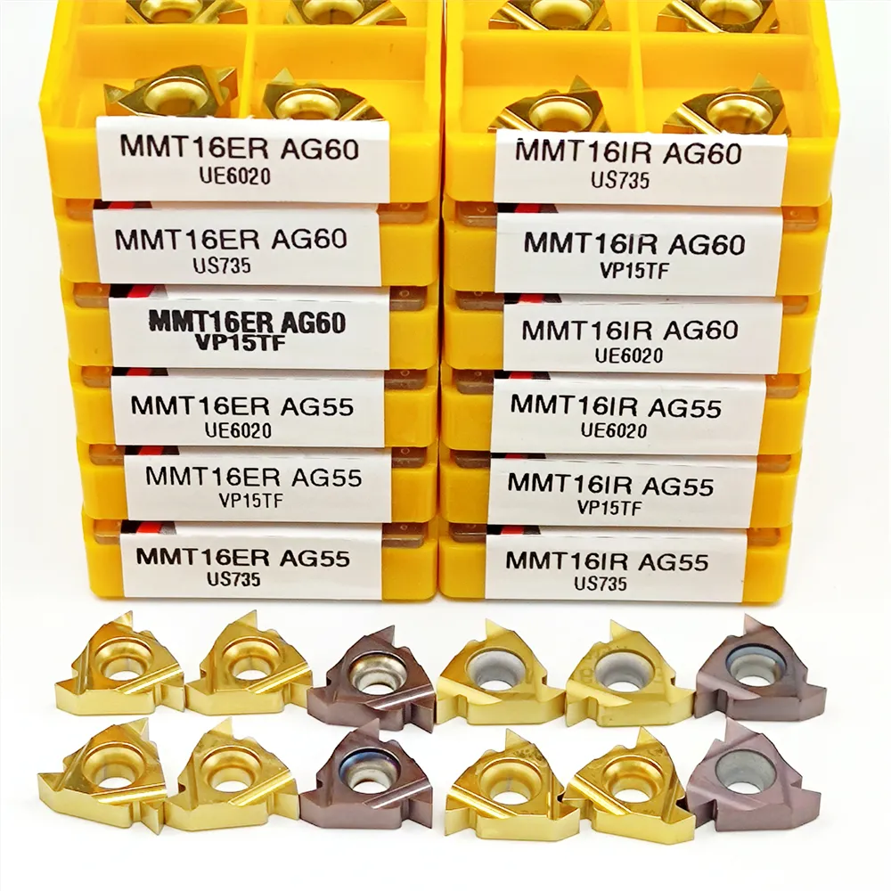 CNC -Fräseneinsätze MMT16ER AG55 AG60 VP15TF UE6020 US735 INDECTE INDEKTE KREIDE Teile MMT16IR Processing Metall Drehen Tool Carbid