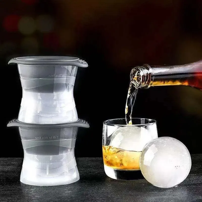 Silicone Sphere Ice Cube Mold Kitchen Stackable Slow Melting DIY Ice Ball Round Jelly Making Mould for Cocktail Whiskey Drink