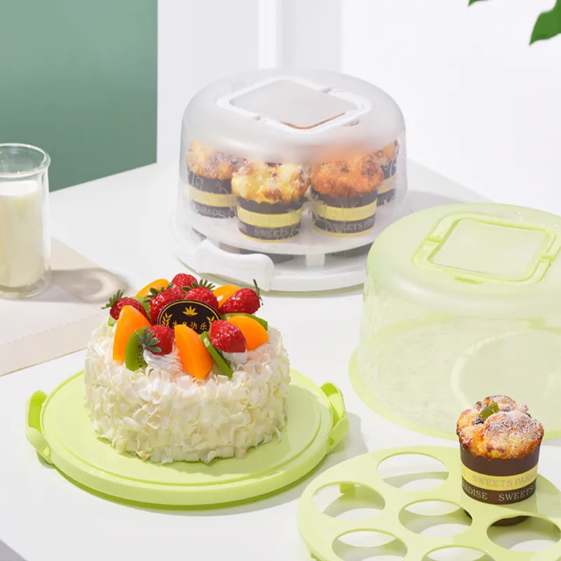 Boîte de rangement à gâteau de 6 pouces 7 trous Cupcake porteuse porte-gâteau en plastique Récipient de dessert de gâteau à gâteau de couverture plateau de rangement