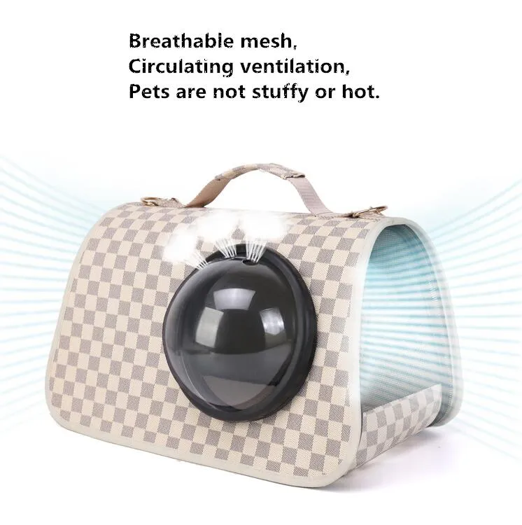 Hurtownia torebki kotów i psów 2 Kolory Wyjdź na Out Portable Space Capsule Pet Rame Bag Trend Plaid Torebka PET Codzienna podróż 9 kg zwierzaka oddychająca plecak 5019#