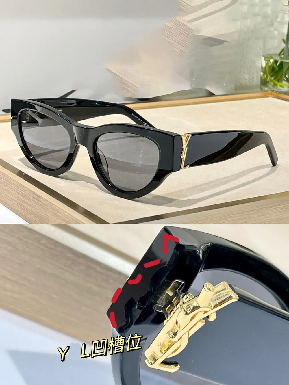Versão superior yls mesma letra sl m94 óculos de sol feminino designer de luxo gato de olho de gato com caixa