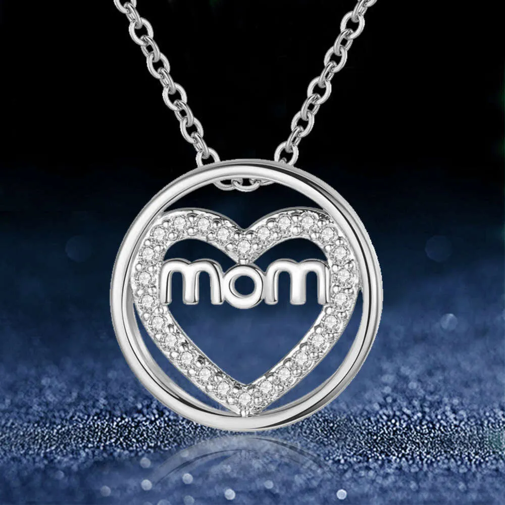 Nieuwe moeder Round Vrouwendag sieraden Shining zirkon hart moeders ketting