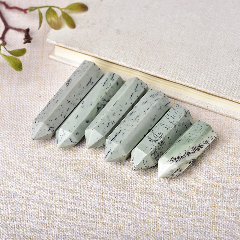 PLANTES NATURES PLANTES AQUATIQUES JADE CRISTAL Point Point Wand Guérison Energy Quartz Decor Home Reiki Polied 50-80 mm Stone sculptée