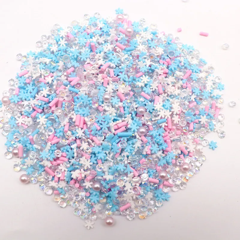 5mm white Snowflake Polymer Clay Slices Mixed Mints Sprinkles Fake Pearls Slime Crafts Filling Accessories