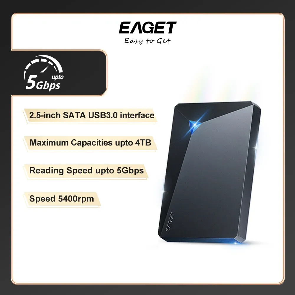 Azionamento EAGET G20 Portable HDD 5400 RPM USB 3.0 Drive disco rigido 250 GB 500 GB 1T 2T Disco rigido meccanico esterno per laptop desktop