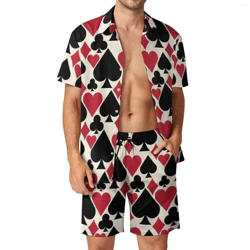 Traccetti da uomo Casino divertimento Castoli da poker Set di camicie 3D uomini casual maniche corte a maniche corte camicie da spiaggia di grandi dimensioni Shorts Hawaii